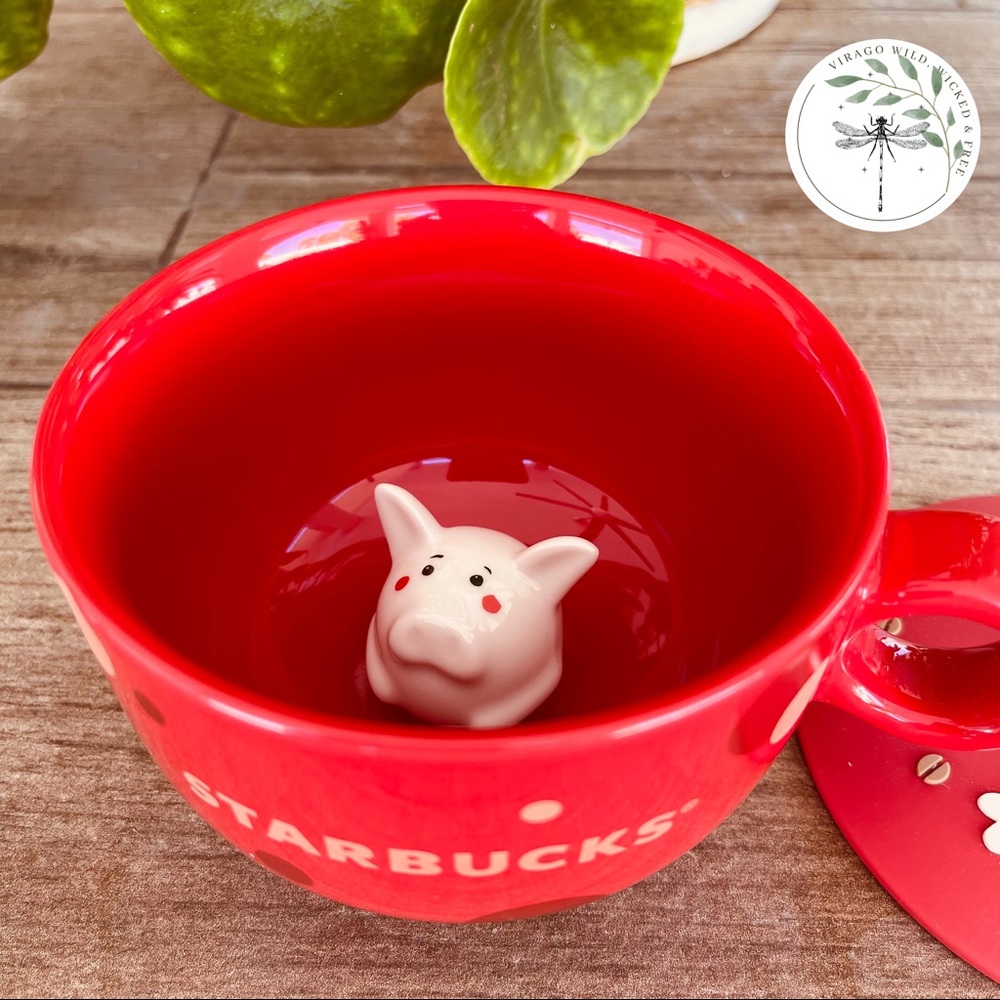 LAST 1🎊2020 Starbucks Red Mug with Pig and Rubber Lid - Picture 5 of 9